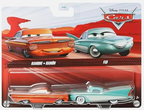 Mattel Cars 3 Druckguss 1:55 Maßstab 2 Pack Kühlerfedern Rot und Orange Ramone und Flo 2025 von Mattel