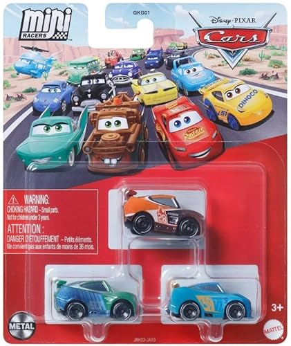 Mattel Cars Mini Racers Die-Cast Fahrzeug Set, 3er Pack (NG Trio Pack - Michael Rotor, Tim Treadless, Jim Reverick) von Mattel