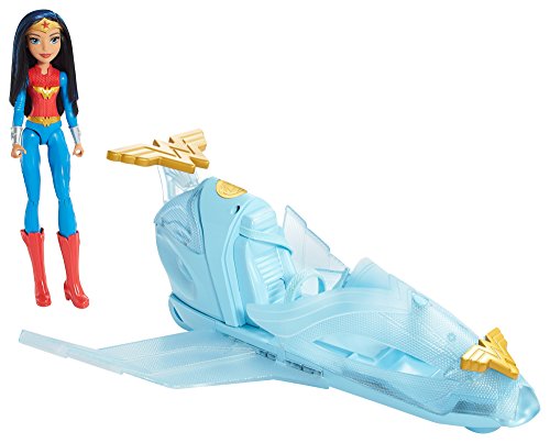 Mattel DYN05 - DC Super Hero Girls Wonder Woman Puppe mit Unsichtbarer Jet von Mattel
