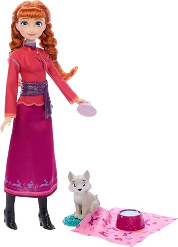 Mattel Disney Die Eiskönigin Anna-Modepuppe und Wolfsjunges-Figur mit 4 Zubehörteilen, einschließlich Tierbett und Bettdecke, inspiriert von den Tieren aus Arendelle, JFG17 Mattel Disney Die Eiskönigin Anna-Modepuppe und Wolfsjunges-Figur mit 4 Zubehörteilen, einschließlich Tierbett und Bettdecke, inspiriert von den Tieren aus Arendelle, JFG17 von Mattel