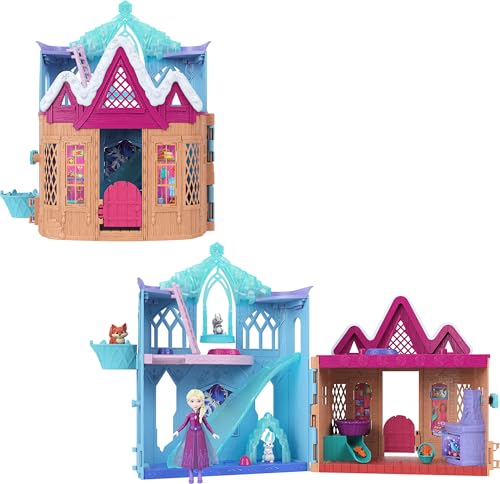 Mattel Disney Die Eiskönigin ELSA Spielset mit Kleiner Puppe bestehend aus 10 Spielbereichen, 3 Tierfreunden und 8 Zubehörteilen, Storytime Stacker, inspiriert von den Tieren aus Arendelle, JFG28 von Mattel