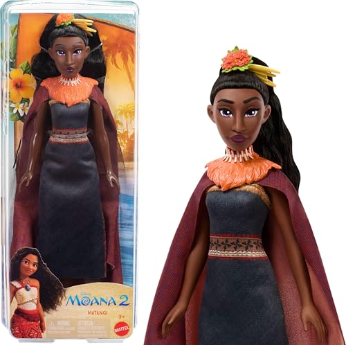 Mattel Disney Moana 2 Matangi Modepuppe mit 3 Zubehörteilen, abnehmbares Outfit mit Umhang, Kopfstück, Schulterstück & Fußkettchen, inspiriert vom Film von Mattel