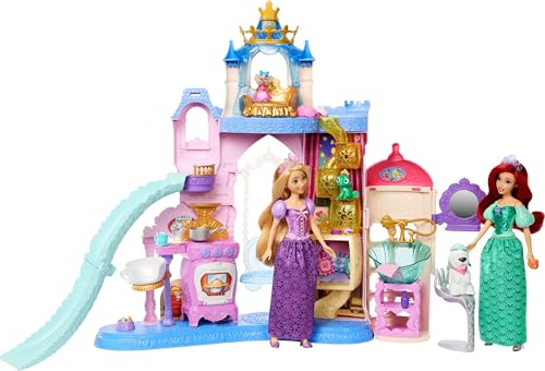 Mattel Disney Princess Haustierpalast Spielset mit 7 Spielbereichen, 3 Tierfreunden, Möbel und 17 Zubehörteilen, ca. 61 cm hoher Haustierpalast, inspiriert von Filmen, JBF96 von Mattel