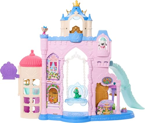 Mattel Disney Princess Haustierpalast Spielset mit 7 Spielbereichen, 3 Tierfreunden, Möbel und 17 Zubehörteilen, ca. 61 cm hoher Haustierpalast, inspiriert von Filmen, JBF96 von Mattel