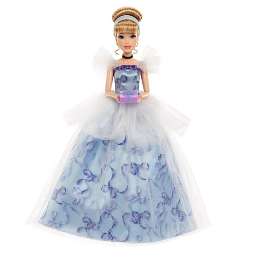 Mattel Disney Prinzessin Cinderella Geburtstag Sammelfigur Modepuppe, inspiriert vom Disney-Film, Geschenke für besondere Anlässe für Kinder und Sammler, JCR78, [Mehrfarbig] von Mattel