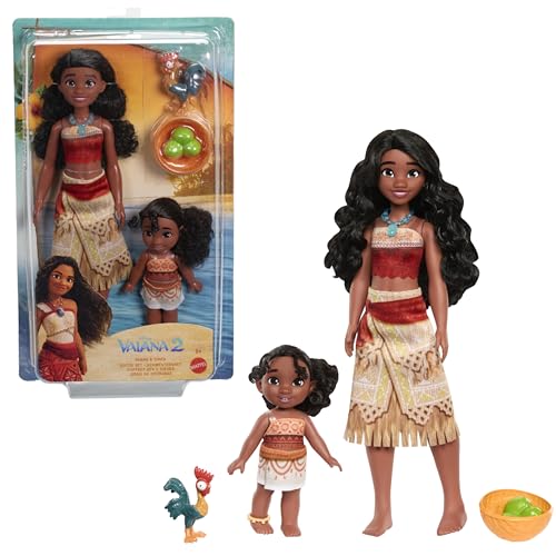 Mattel Disney Vaiana 2 Spielzeuge, Schwesternset mit 2 Modepuppen im bekannten Look, Haustier Heihei, Kokosnuss- und Korbzubehörteile, inspiriert vom Film, JBT66 Mattel Disney Vaiana 2 Spielzeuge, Schwesternset mit 2 Modepuppen im bekannten Look, Haustier Heihei, Kokosnuss- und Korbzubehörteile, inspiriert vom Film, JBT66 von Mattel