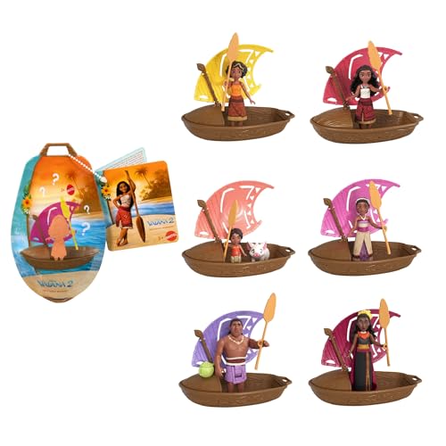 Mattel Disney Vaiana 2 Wunder der Seefahrt, Spielzeugset mit kleiner Überraschungspuppe, Kanu und Zubehör, inspiriert vom Film (Stile können variieren), JBT68 von Mattel