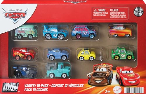 Mattel Disney und Pixar Cars Mini Racers 10er-Pack Sammlerfahrzeuge für Kinder und Sammler ab 3 Jahren, GRW27, [Mehrfarbig] von Mattel