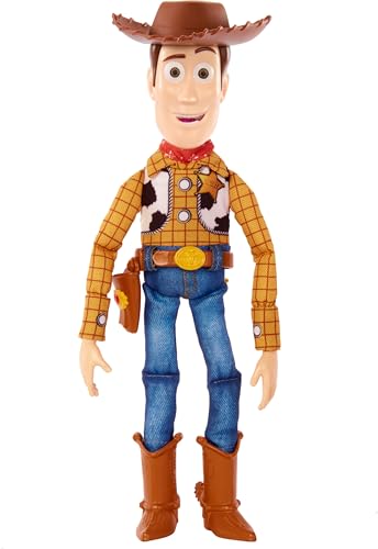 Mattel Disney und Pixar Toy Story Movie Toy, sprechende Woody Figur mit Ragdoll Körper, 20 Phrasen, Pull Tab aktiviert Sounds, Roundup Fun Woody, HFY35 von Mattel