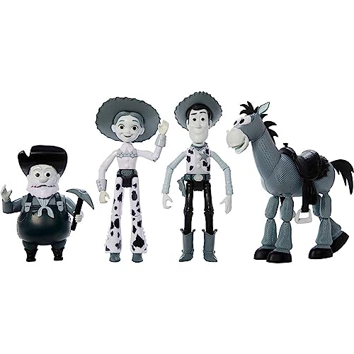 Mattel Disney und Pixar Toy Story Set mit 4 Actionfiguren, Black & White Woody's Roundup Pack mit Woody, Jessie, Bullseye & Stinky Pete, 17,8 cm Maßstab Mattel Disney und Pixar Toy Story Set mit 4 Actionfiguren, Black & White Woody's Roundup Pack mit Woody, Jessie, Bullseye & Stinky Pete, 17,8 cm Maßstab von Mattel