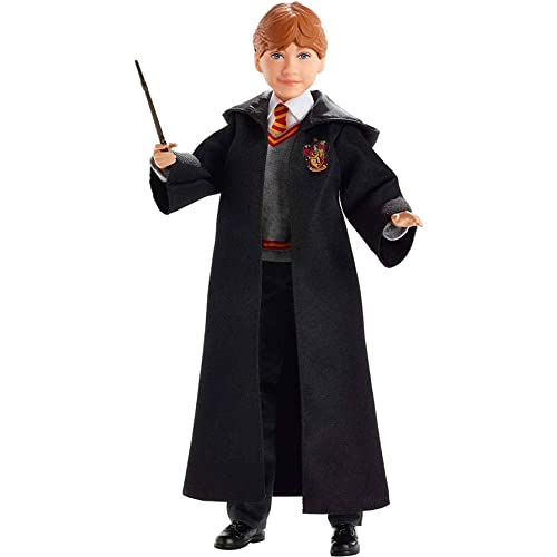 Harry Potter Mattel FYM52 - Ron Weasley Sammlerpuppe (ca. 26 cm) mit Hogwarts-Uniform, Gryffindor-Robe und Zauberstab, Spielzeug ab 6 Jahren von Harry Potter