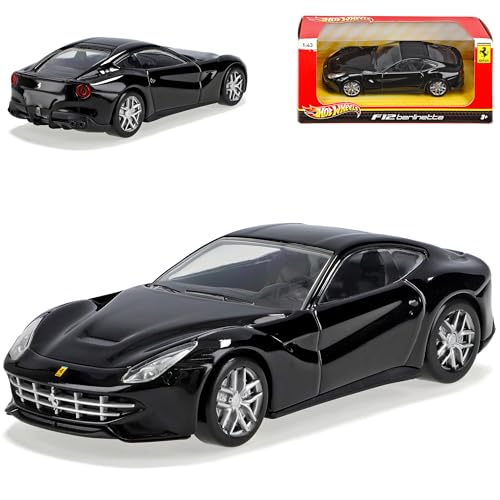 Mattel Ferrari F12 Berlinetta Ab 2012 Schwarz Coupe 1/43 Hot Wheels Modell Auto mit individiuellem Wunschkennzeichen von Mattel