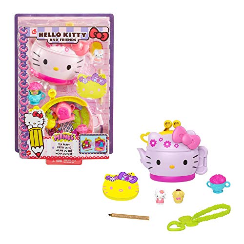 Mattel Hello Kitty GVB31 - Teeparty Schatulle (12,5 cm) mit 2 Sanrio Minis Figuren, Notizblock und Schreibwarenzubehör, tolles Spielzeug Geschenk für Kinder ab 4 Jahren von Mattel Hello Kitty