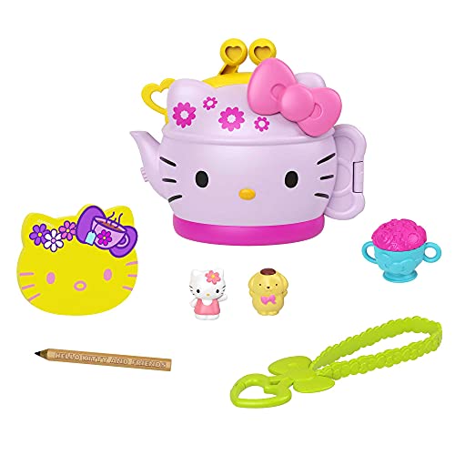 Mattel Hello Kitty GVB31 - Teeparty Schatulle (12,5 cm) mit 2 Sanrio Minis Figuren, Notizblock und Schreibwarenzubehör, tolles Spielzeug Geschenk für Kinder ab 4 Jahren von Mattel Hello Kitty