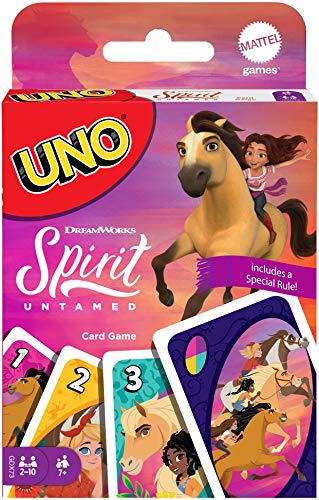 Mattel Games GXD73 - DreamWorks Spirit - frei und ungezähmt UNO-Kartenspiel mit 112 Karten mit Bildern zum Film, Spieleabend, Geschenk für Kinder ab 7 Jahren Mattel Games GXD73 - DreamWorks Spirit - frei und ungezähmt UNO-Kartenspiel mit 112 Karten mit Bildern zum Film, Spieleabend, Geschenk für Kinder ab 7 Jahren von Mattel Games
