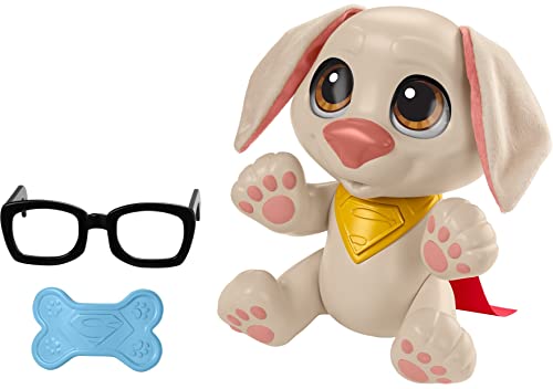 League of Super Pets Fisher-Price DC Super Pets HGV05 - DC Baby Krypto, bewegliche Hundepuppe mit Geräuschen und Spielzubehör für Kinder ab 3 Jahren von Fisher-Price