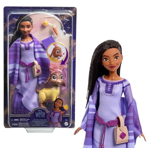 Disney WISH - Asha von Rosas Abenteuerpack Puppe mit ausziehbarem Kleid, Schuhen, Zubehör, langen geflochtenen Haaren für endlosen Stylingspaß, für Kinder ab 3 Jahren, HPX25 von Mattel