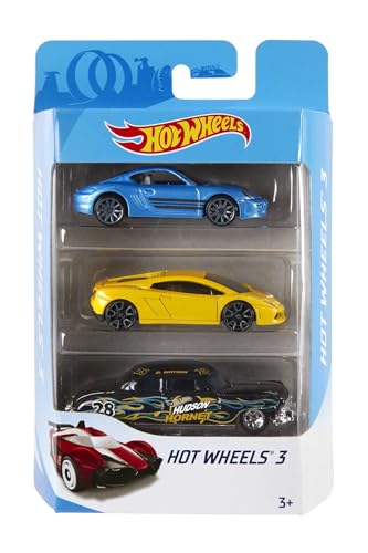 Hot Wheels K5904 - 3er Geschenkset 1:64 Die-Cast Fahrzeuge sortiert, Autobahnen/Zubehör, Spielzeug ab 3 Jahren von Hot Wheels