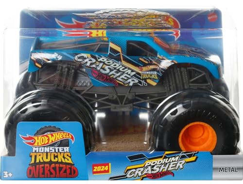 Mattel Hot Wheels Monster Trucks Podium Crasher, Blau [Maßstab 1:24 Druckguss] Oversized von Mattel