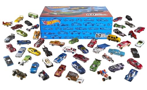 Hot Wheels Autos Set, 50er Pack, Verschiedene Modelle von Spielzeugautos, Maßstab 1:64, mit realistischen Details, Auto Spielzeug, Stile variieren, Spielzeug ab 3 Jahre, V6697 von Hot Wheels