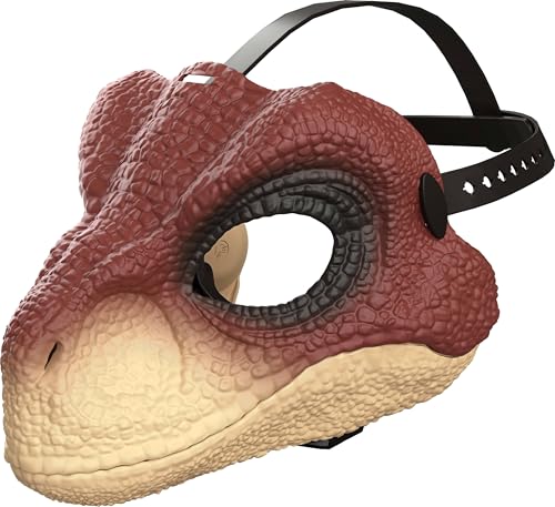 Mattel Jurassic World Rebirth Raptor Dinosaurier-Maske, Film-inspiriertes Kostüm, offener Kiefer, realistische Textur und Farbe, verstellbarer Riemen von Mattel