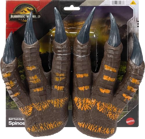 Mattel Jurassic World Rebirth Spinosaurus Battle Claws, Dinosaurier, weicher Kunststoff, Rollenspiel-Handbekleidung, 27,7 cm langes Kostümpaar, dehnbarer Riemen von Mattel