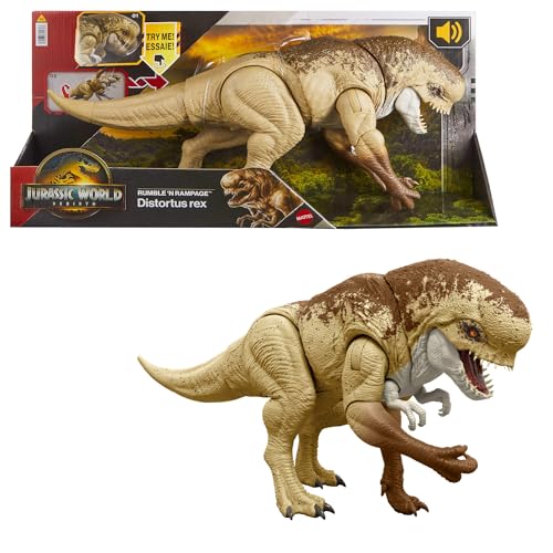 Mattel Jurassic World: Die Wiedergeburt Bösewicht Dino Doppelattacke Dinosaurier-Actionfigur, 56 cm, mit 2 Angriffsaktionen, originalgetreu, digitales Spiel, JJP79, [Mehrfarbig] von Mattel