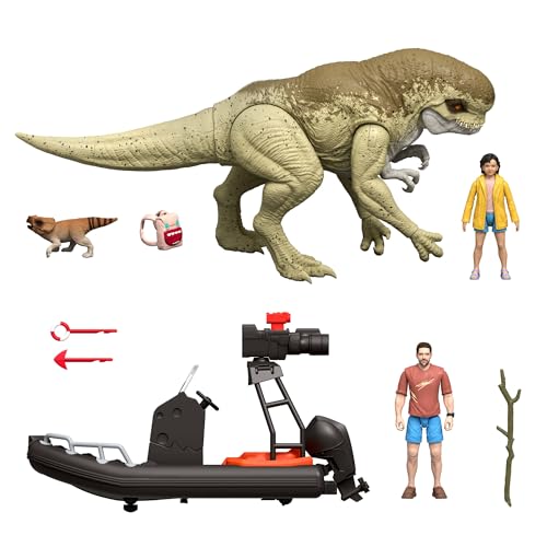 Mattel Jurassic World: Die Wiedergeburt Geschichtenset, Fahrzeug mit Dinosaurier, Menschen-Figuren, Floß aus dem Film, Bösewicht-Dino1 & Delgado, Isabella, Aquilops, Insel-Flucht, JGB55 Mattel Jurassic World: Die Wiedergeburt Geschichtenset, Fahrzeug mit Dinosaurier, Menschen-Figuren, Floß aus dem Film, Bösewicht-Dino1 & Delgado, Isabella, Aquilops, Insel-Flucht, JGB55 von Mattel