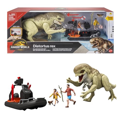 Mattel Jurassic World: Die Wiedergeburt Geschichtenset, Fahrzeug mit Dinosaurier, Menschen-Figuren, Floß aus dem Film, Bösewicht-Dino1 & Delgado, Isabella, Aquilops, Insel-Flucht, JGB55 Mattel Jurassic World: Die Wiedergeburt Geschichtenset, Fahrzeug mit Dinosaurier, Menschen-Figuren, Floß aus dem Film, Bösewicht-Dino1 & Delgado, Isabella, Aquilops, Insel-Flucht, JGB55 von Mattel
