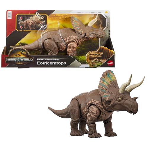 Mattel Jurassic World: Die Wiedergeburt Gigantic Thrashers Eotriceratops Dinosaurier-Spielzeugfigur, große Dinosaurierspezies, mit zwei akitvierbaren Wutattacken, digitales Spiel, JGB93 Mattel Jurassic World: Die Wiedergeburt Gigantic Thrashers Eotriceratops Dinosaurier-Spielzeugfigur, große Dinosaurierspezies, mit zwei akitvierbaren Wutattacken, digitales Spiel, JGB93 von Mattel