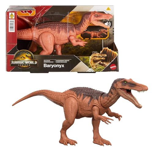 Mattel Jurassic World: Die Wiedergeburt Wild Roar Baryonyx Dinosaurierspielzeug mit steuerbarem Beiß-Angriff in mehrere Richtungen und Brüllgeräusch, digitale Spielmöglichkeiten, JGC79 Mattel Jurassic World: Die Wiedergeburt Wild Roar Baryonyx Dinosaurierspielzeug mit steuerbarem Beiß-Angriff in mehrere Richtungen und Brüllgeräusch, digitale Spielmöglichkeiten, JGC79 von Mattel