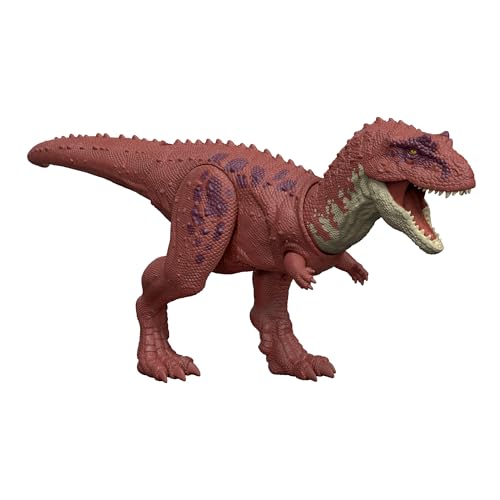 Mattel Jurassic World: Die Wiedergeburt Wild Roar Dinosaurierspielzeug, Aucasaurus mit steuerbarem Beißangriff in mehrere Richtungen und Brüllgeräusch, digitaler Spielspaß, JGB88 von Mattel