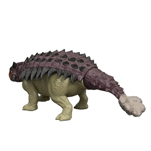 Mattel Jurassic World: Die Wiedergeburt Wild Roar-Dinosaurierspielzeug, bewegliche Ankylosaurus-Figur, mit Kopfstößen & Mehrfachattacken & Sound, digitaler Spielspaß, JGB90 von Mattel