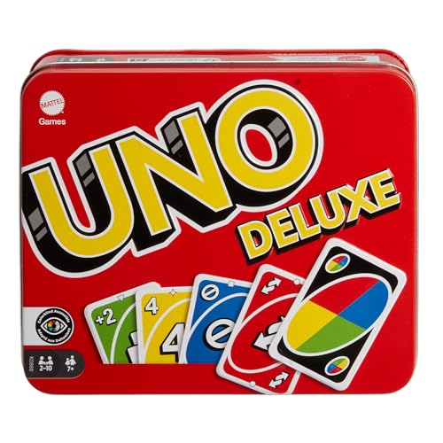 Mattel Games K0888 - UNO Deluxe, in exklusiver Verpackung mit Punkteblock, Sammlerdose, Gesellschaftsspiel, Geschenk ab 7 Jahren von Mattel Games