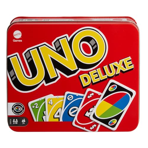 Mattel Games K0888 - UNO Deluxe, in exklusiver Verpackung mit Punkteblock, Sammlerdose, Gesellschaftsspiel, Geschenk ab 7 Jahren Mattel Games K0888 - UNO Deluxe, in exklusiver Verpackung mit Punkteblock, Sammlerdose, Gesellschaftsspiel, Geschenk ab 7 Jahren von Mattel Games