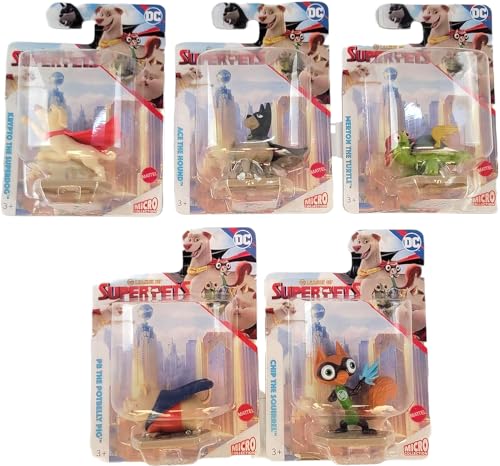 Mattel League of Super Pets Komplettes Set mit 5 Mikro-Actionfiguren mit Krypto, Ace, Merton, PB und Chip von Mattel