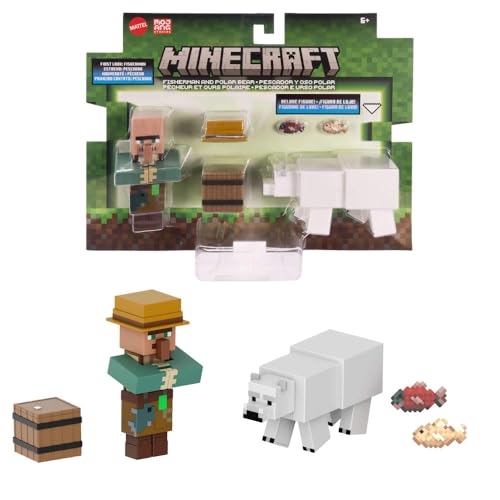 Mattel Minecraft Actionfiguren & Zubehör, 2 Packungen, 8,3 cm Maßstab mit Pixel-Design, Sammler-Spielzeug-Set (Figuren können variieren) von Mattel