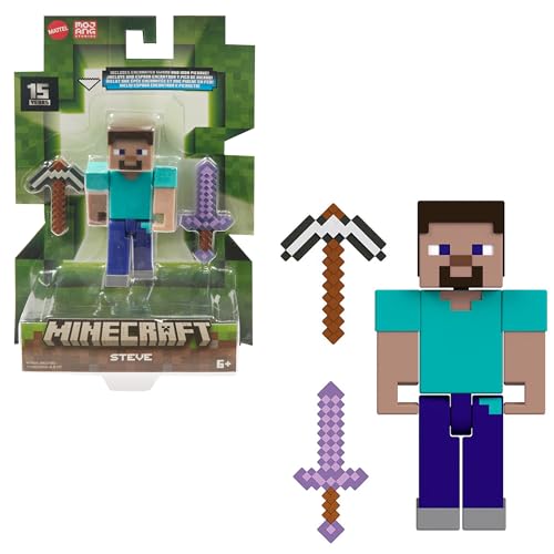 Mattel Minecraft Actionfiguren und Zubehörteile, maßstabsgetreu, ca. 8 cm groß mit pixeligem Design (Figuren können variieren) HTN05 von Mattel