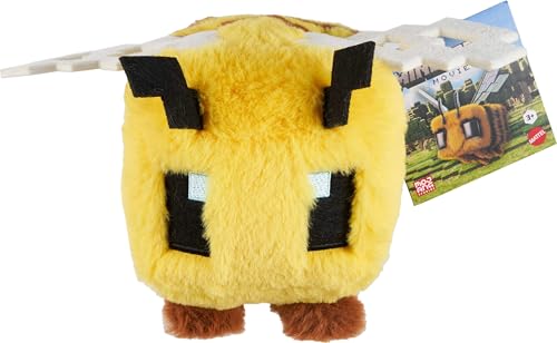 Mattel Minecraft Plüschtier, Biene, weiche Puppe, inspiriert von einer Minecraft-Filmfigur, 20,3 cm großes Sammlerstück von Mattel