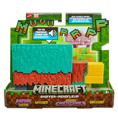 Mattel Minecraft Schnüffler-Actionfigur, Sammelfigur, ca. 8 cm groß, mit Geräuschen wie im Spiel und pixeligem Design, HXM85 von Minecraft
