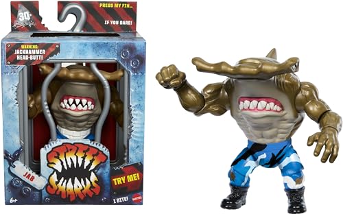 Mattel Street Sharks Actionfigur mit Biss- und Kopf-Po-Bewegung, Jab Sammelspielzeug, inspiriert von 90er-Jahre-TV-Half-Man-Half-Shark-Held, 15,2 cm Mattel Street Sharks Actionfigur mit Biss- und Kopf-Po-Bewegung, Jab Sammelspielzeug, inspiriert von 90er-Jahre-TV-Half-Man-Half-Shark-Held, 15,2 cm von Mattel