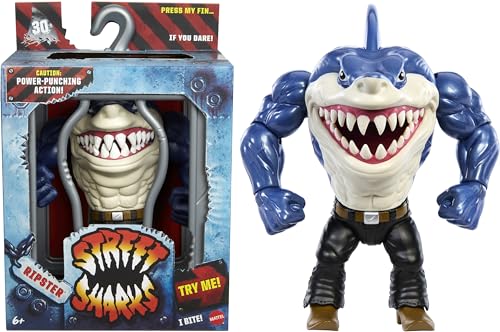 Mattel Street Sharks Ripster Actionfigur Spielzeug, 90er Jahre TV Half-Man Half-Shark Hero, 6 Zoll Gelenkspielzeug, Bite & Power Punch Bewegungen, Echte Haut Mattel Street Sharks Ripster Actionfigur Spielzeug, 90er Jahre TV Half-Man Half-Shark Hero, 6 Zoll Gelenkspielzeug, Bite & Power Punch Bewegungen, Echte Haut von Mattel