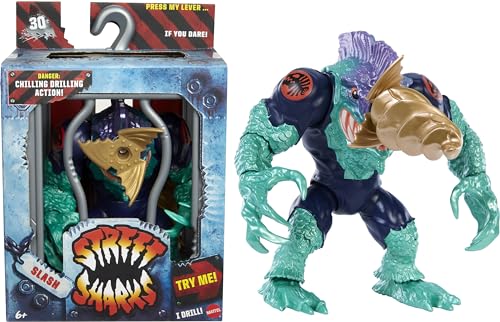 Mattel Street Sharks Slash Actionfigur Spielzeug, 90er Jahre TV Half-Man Bösewicht, 15,2 cm bewegliche Nostalgie Spielzeug mit echt ähnlicher Haut, Beiß- und Bohrbewegung Mattel Street Sharks Slash Actionfigur Spielzeug, 90er Jahre TV Half-Man Bösewicht, 15,2 cm bewegliche Nostalgie Spielzeug mit echt ähnlicher Haut, Beiß- und Bohrbewegung von Mattel