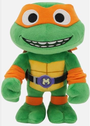 Mattel Teenage Mutant Ninja Turtles: Mutant Mayhem Michelangelo Plüschtier, 20,3 cm, orange maskierte weiche Puppe der TMNT-Filmfigur Michelangelo TMNT von Mattel