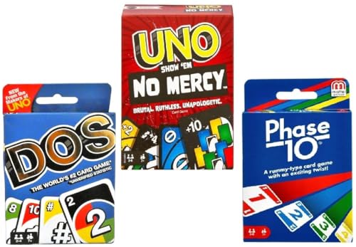 Mattel Uno No Mercy, Dos und Phase 10 Kartenspiel, Combo 3er Pack Mattel Uno No Mercy, Dos und Phase 10 Kartenspiel, Combo 3er Pack von Mattel