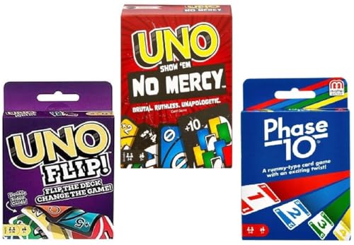 Mattel Uno No Mercy, Flip and Phase 10 Card Game, Combo Pack of 3 Mattel Uno No Mercy, Flip and Phase 10 Card Game, Combo Pack of 3 von Mattel