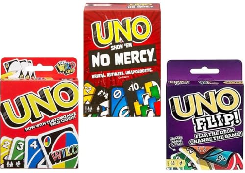 Mattel Uno No Mercy, Uno und Flip Kartenspiel, Combo 3er Pack Mattel Uno No Mercy, Uno und Flip Kartenspiel, Combo 3er Pack von Mattel