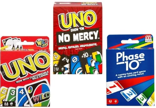 Mattel Uno No Mercy, Uno und Phase 10 Kartenspiel, Combo 3er Pack Mattel Uno No Mercy, Uno und Phase 10 Kartenspiel, Combo 3er Pack von Mattel