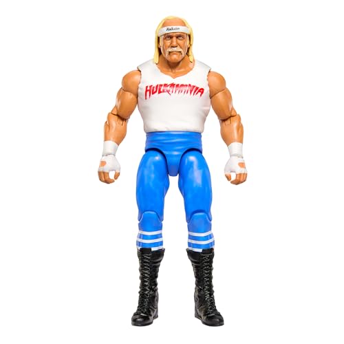 Mattel WWE Actionfigur, ca. 15 cm große Hulk Hogan Sammelfigur mit 10 Bewegungspunkten und lebensechtem Aussehen HTW19 von Mattel