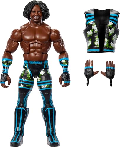 Mattel WWE Elite Actionfigur & Zubehör, 15,2 cm großes Sammlerstück Xavier Woods mit 25 Artikulationspunkten, lebensechter Look & austauschbaren Händen von Mattel